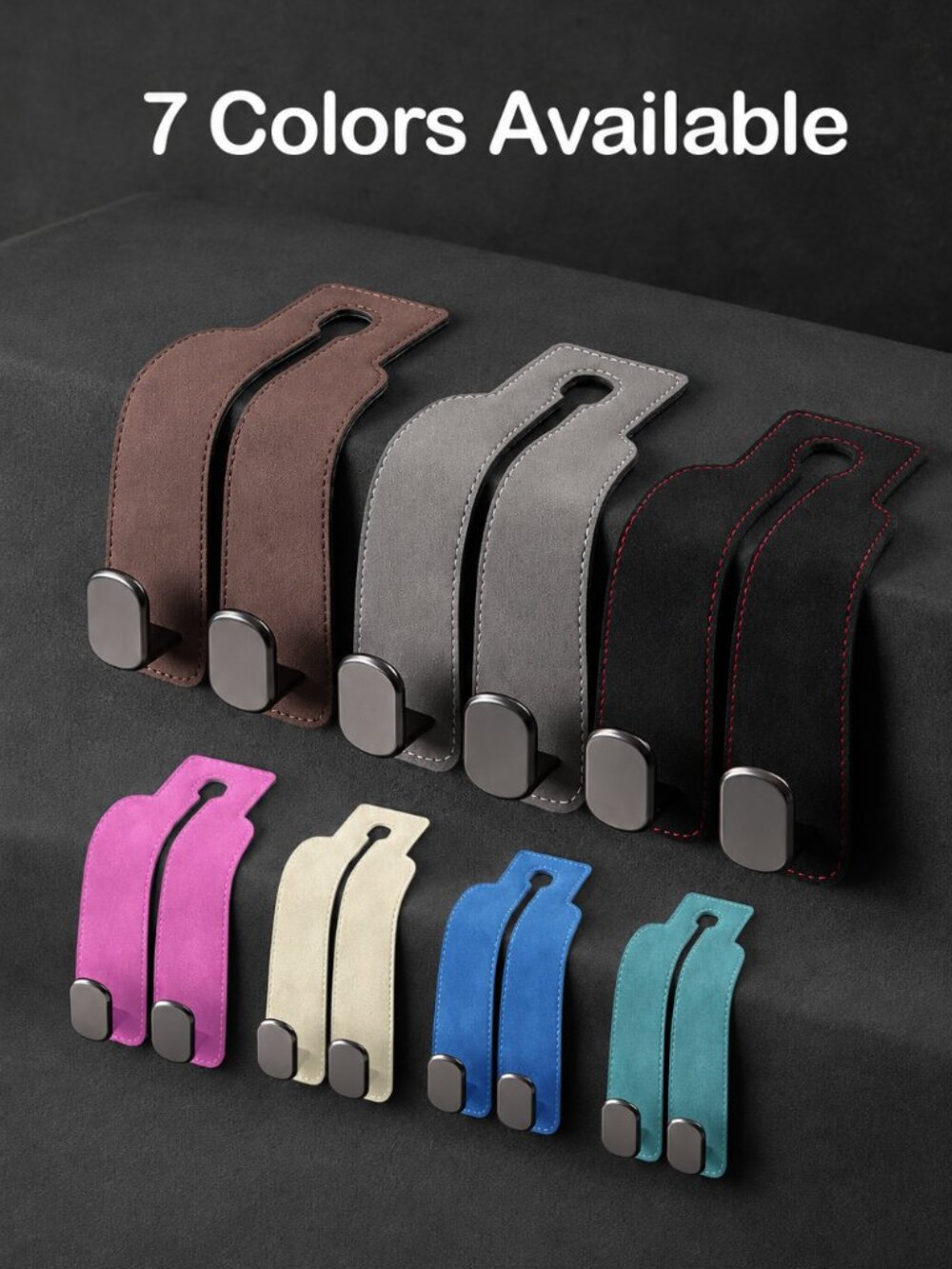 2Pcs Leather Car Headrest Hook – Purse, Grocery Bag Organizer Strap